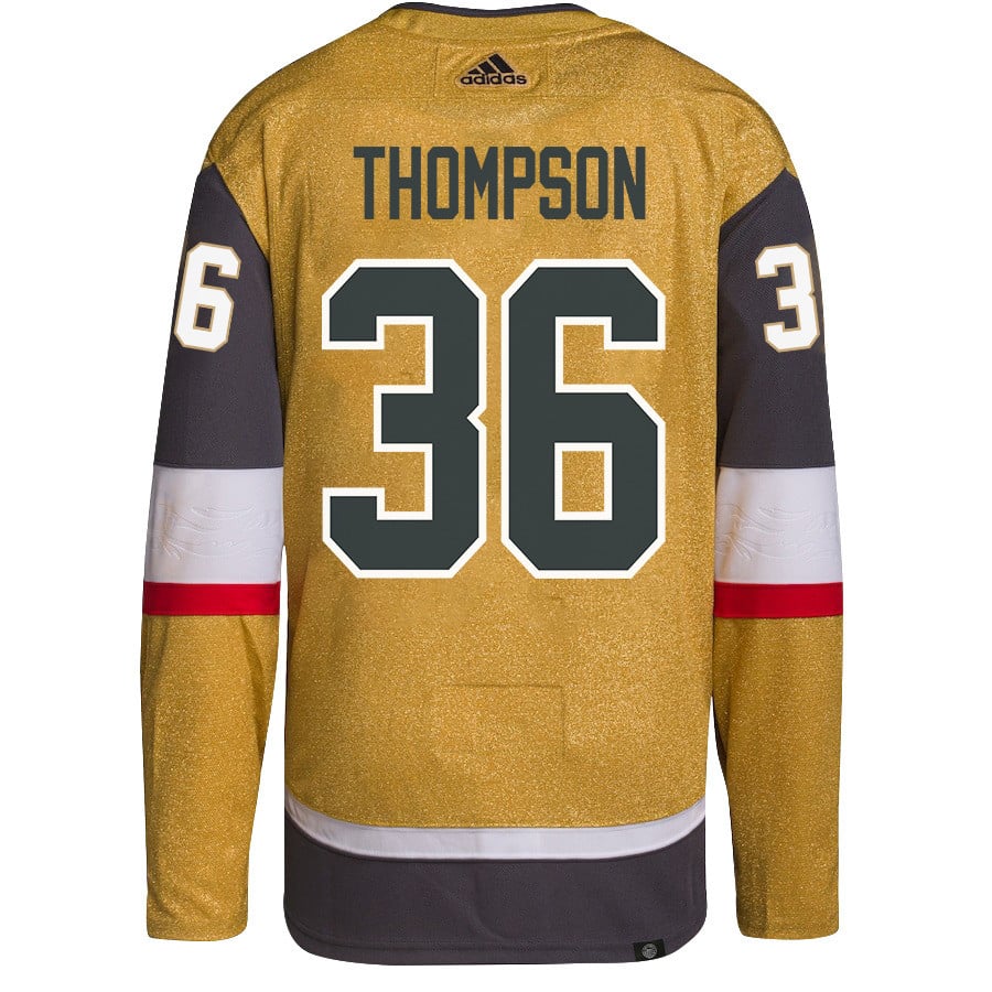 Alternative view of Logan Thompson 36 Vegas Golden Knights Stanley Cup 2023 Champions Patch Home Breakaway Men Jersey - Gold - JS600 