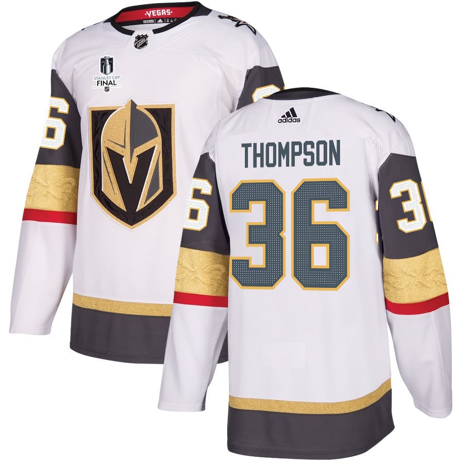 Logan Thompson 36 Vegas Golden Knights Stanley Cup 2023 Final Patch Away Breakaway Men Jersey - White - JS654 