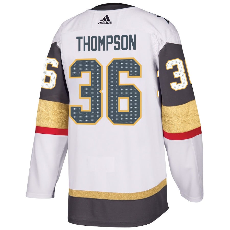 Alternative view of Logan Thompson 36 Vegas Golden Knights Stanley Cup 2023 Final Patch Away Breakaway Men Jersey - White - JS654 