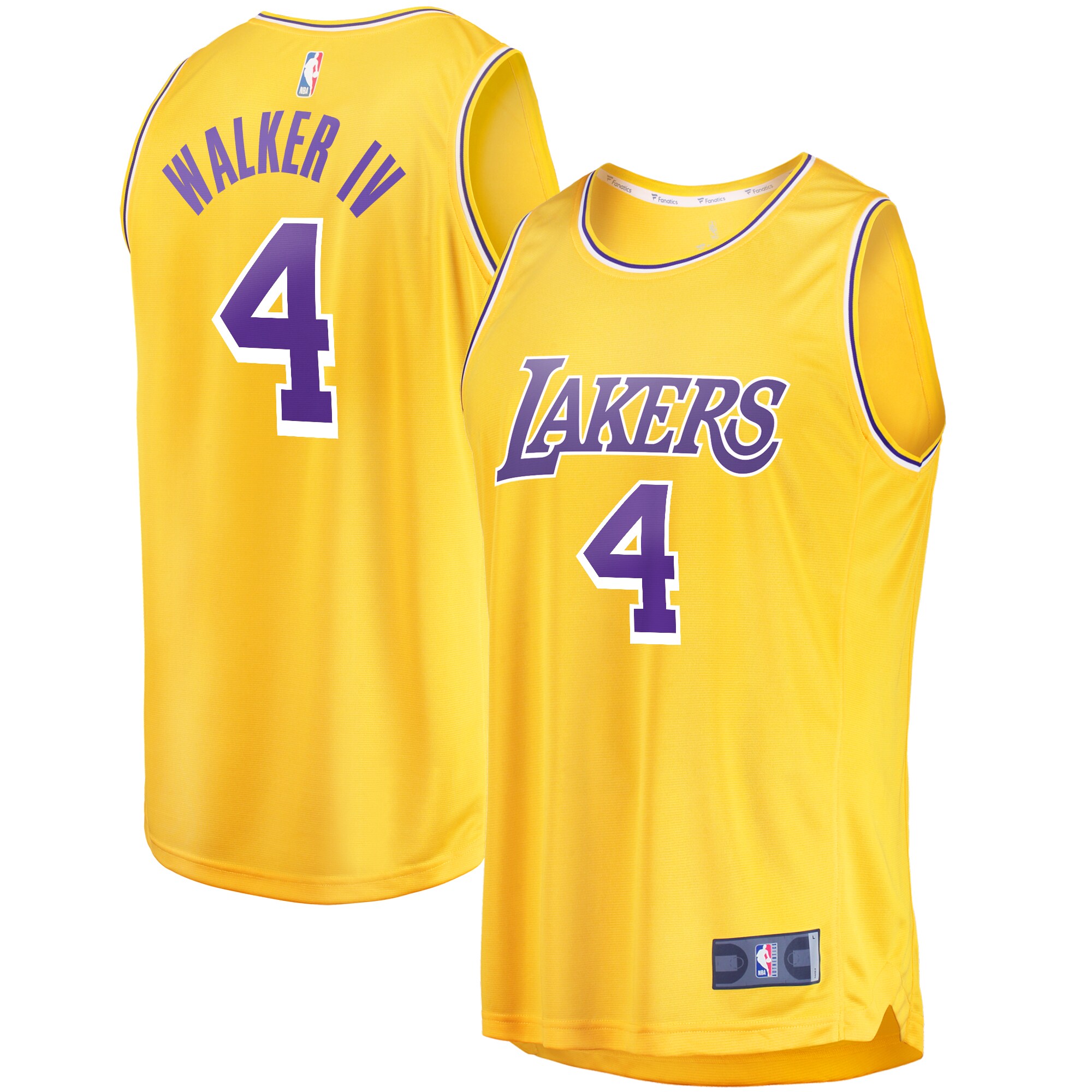 Alternative view of Lonnie Walker Los Angeles Lakers Fanatics Branded Fast Break Replica Jersey - Icon Edition - Gold