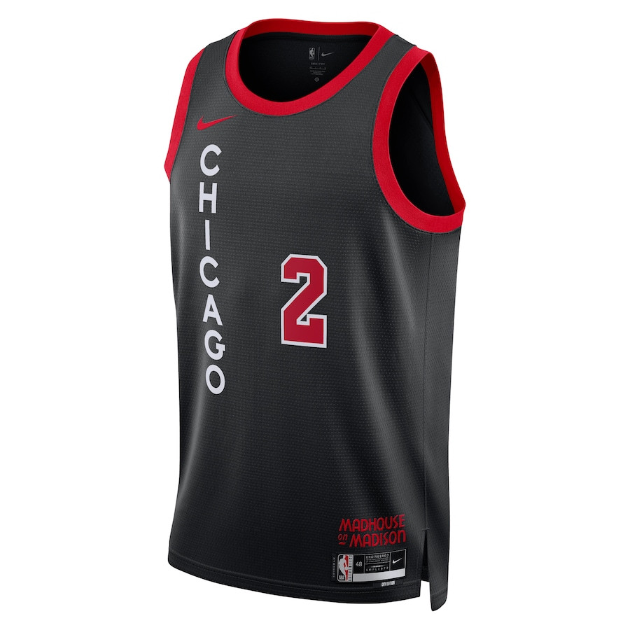 Alternative view of Lonzo Ball 2 Chicago Bulls 2023/24 City Edition Swingman Jersey - Black - JS769 