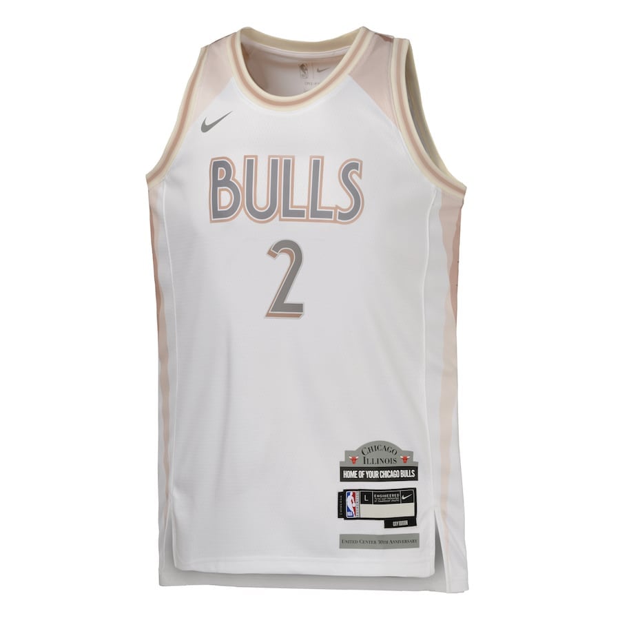 Alternative view of Lonzo Ball 2 Chicago Bulls 2024/25 Swingman Player YOUTH Jersey - City Edition - White - JS802 