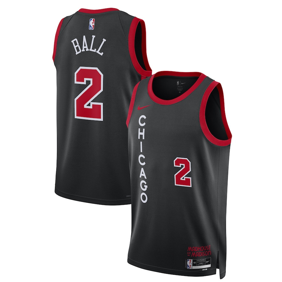 Lonzo Ball 2 Chicago Bulls Chicago Bulls 2023/24 Swingman Jersey - City Edition - Unisex Black - JS313 