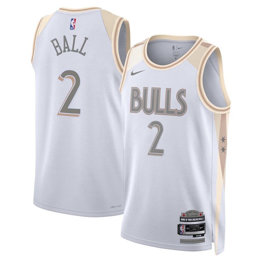 Lonzo Ball 2 Chicago Bulls Unisex 2024/25 Swingman Player Jersey - City Edition - White - JS305 