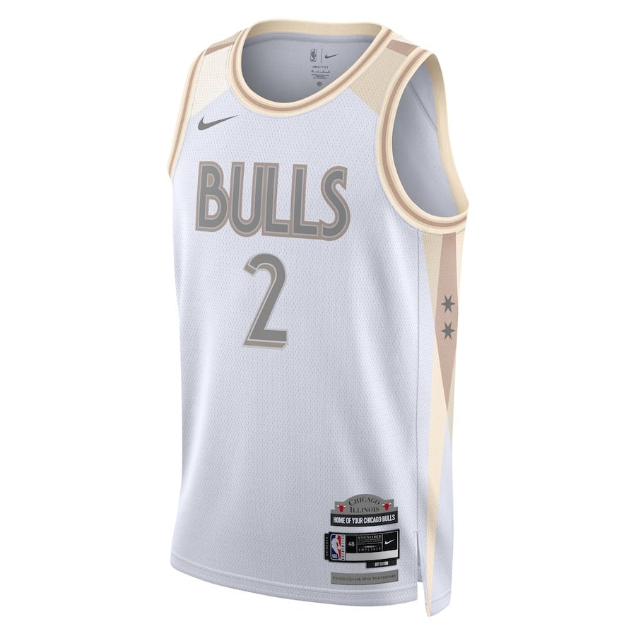 Alternative view of Lonzo Ball 2 Chicago Bulls Unisex 2024/25 Swingman Player Jersey - City Edition - White - JS305 