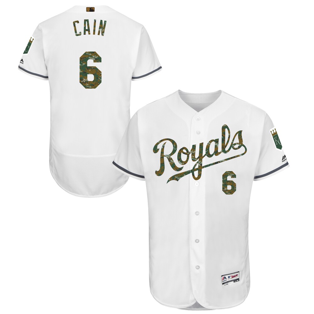 Lorenzo Cain Kansas City Royals Majestic Fashion 2016 Memorial Day Flex Base Jersey - White