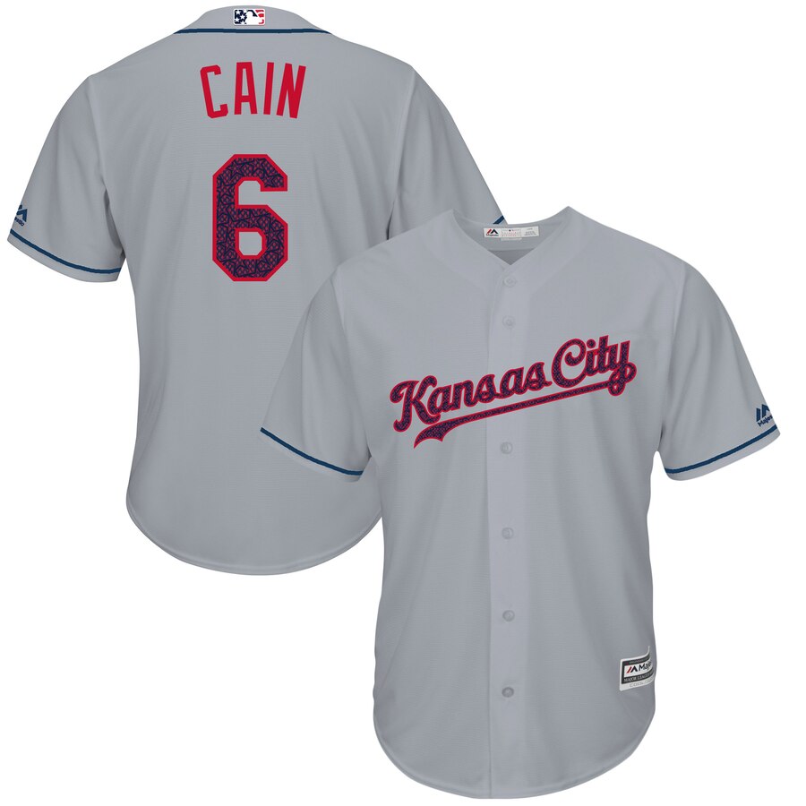 Lorenzo Cain Kansas City Royals Majestic Fashion Stars And Stripes Cool Base Player Jersey - Gray