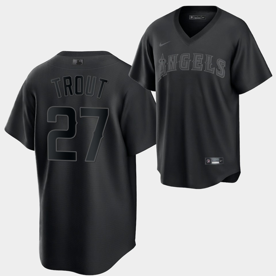 Los Angeles Angels Mike Trout Fashion 27 Black Jersey 