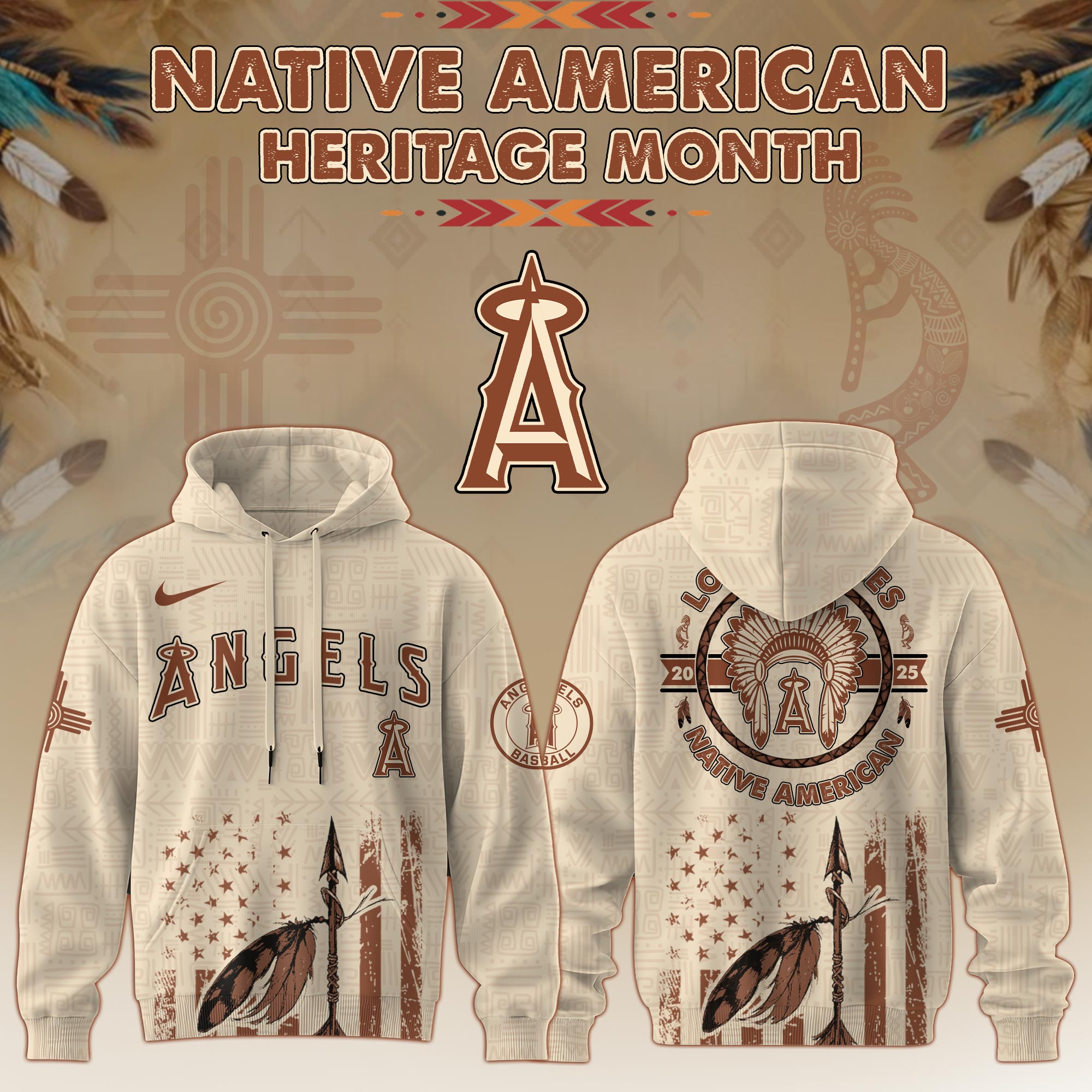 Los Angeles Angels Mlb X Native American Heritage Month Mlb Collaboration Custom Hoodie