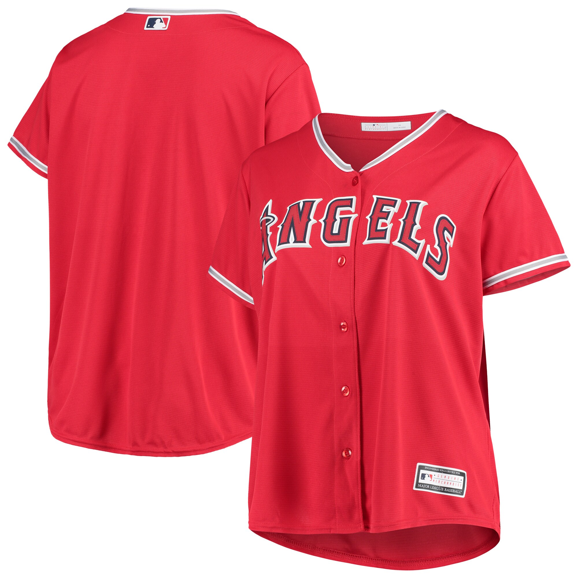 Alternative view of Los Angeles Angels Women’s Plus Size Alternate Replica Team Jersey – Red