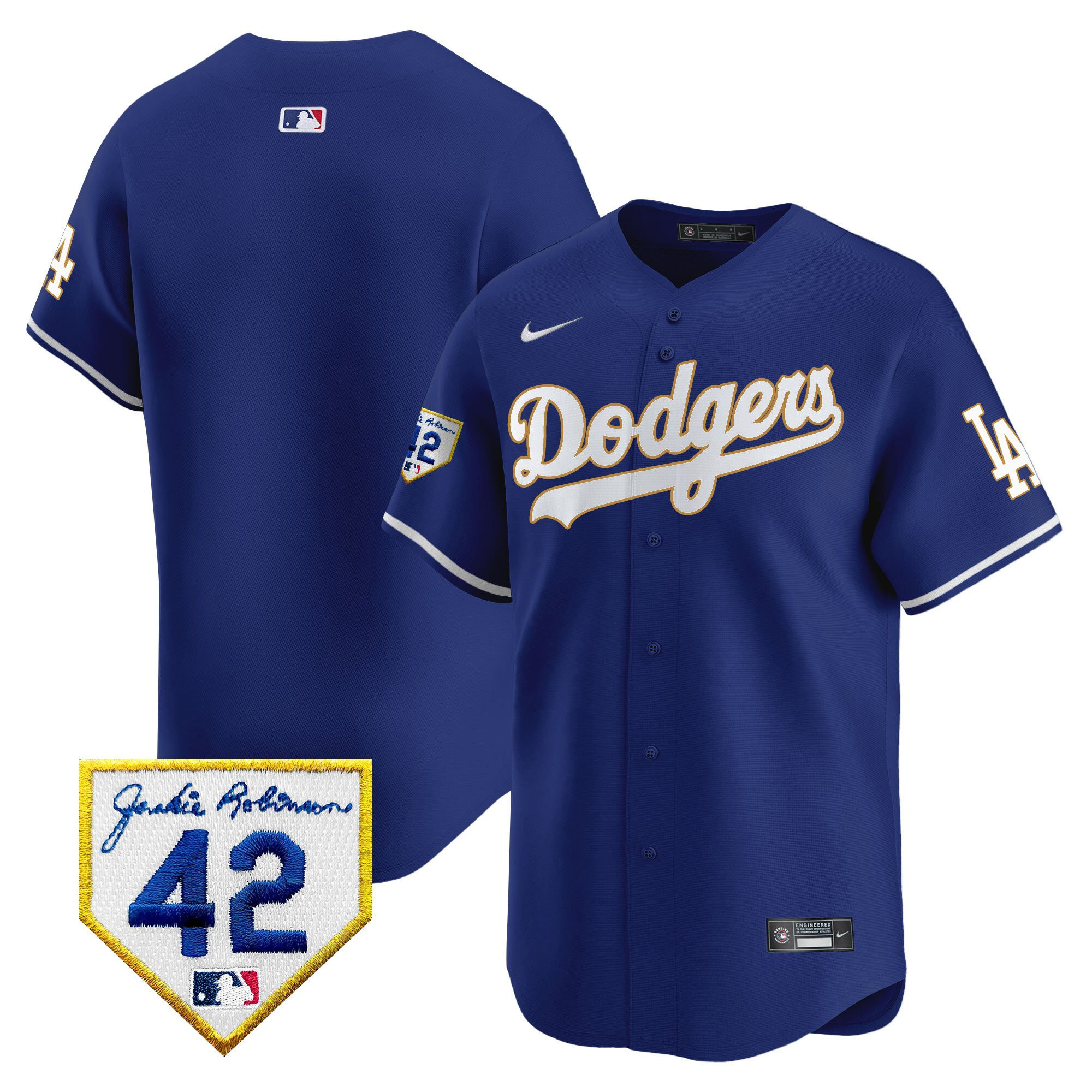 Los Angeles Dodgers 2024 Jackie Robinson Patch Men Jersey - Royal 