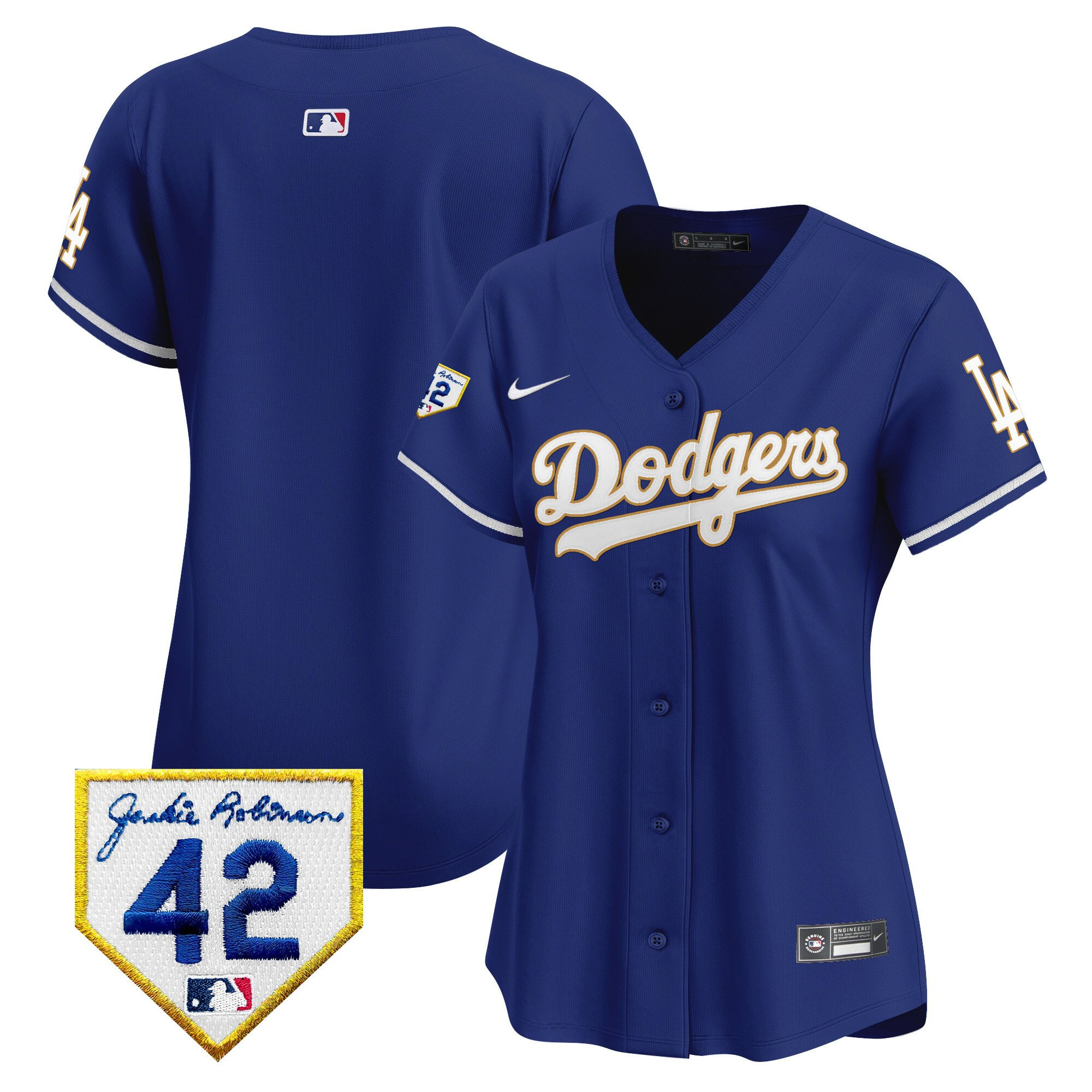 Los Angeles Dodgers 2024 Jackie Robinson Patch Women Jersey - Royal 
