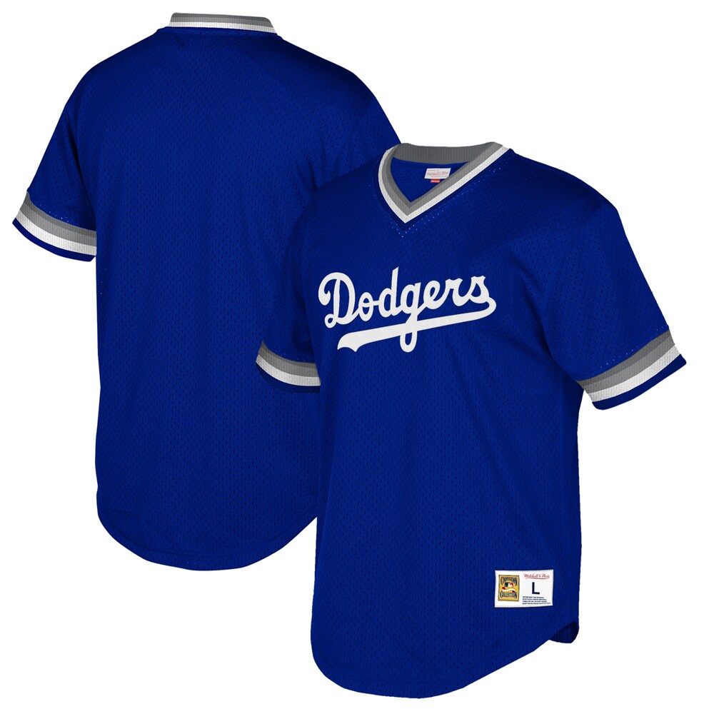 Los Angeles Dodgers Mitchell & Ness Big & Tall Cooperstown Collection Mesh Wordmark V-neck Jersey - Royal