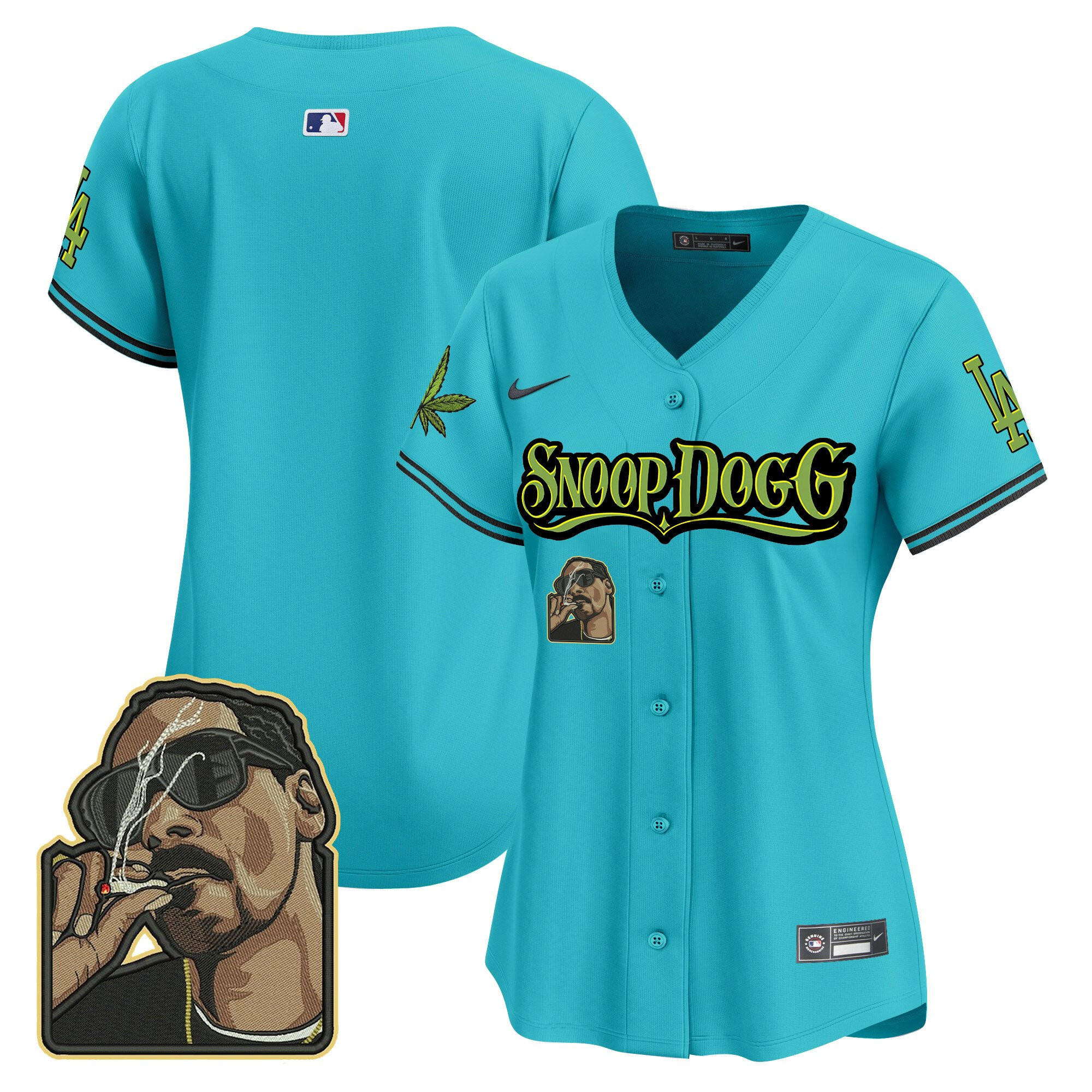 Los Angeles Dodgers Snoop Dogg Women Jersey - Aqua 
