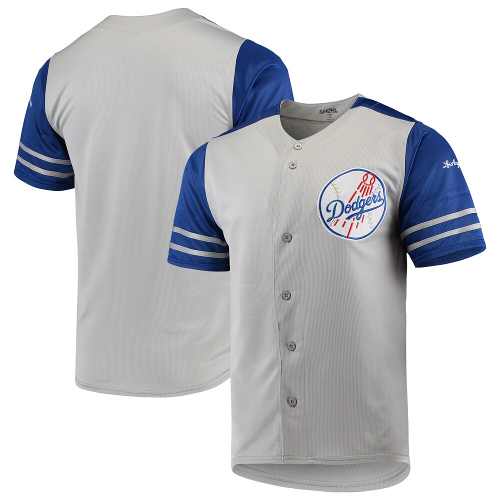 Los Angeles Dodgers Stitches Button-up Jersey - Gray/royal