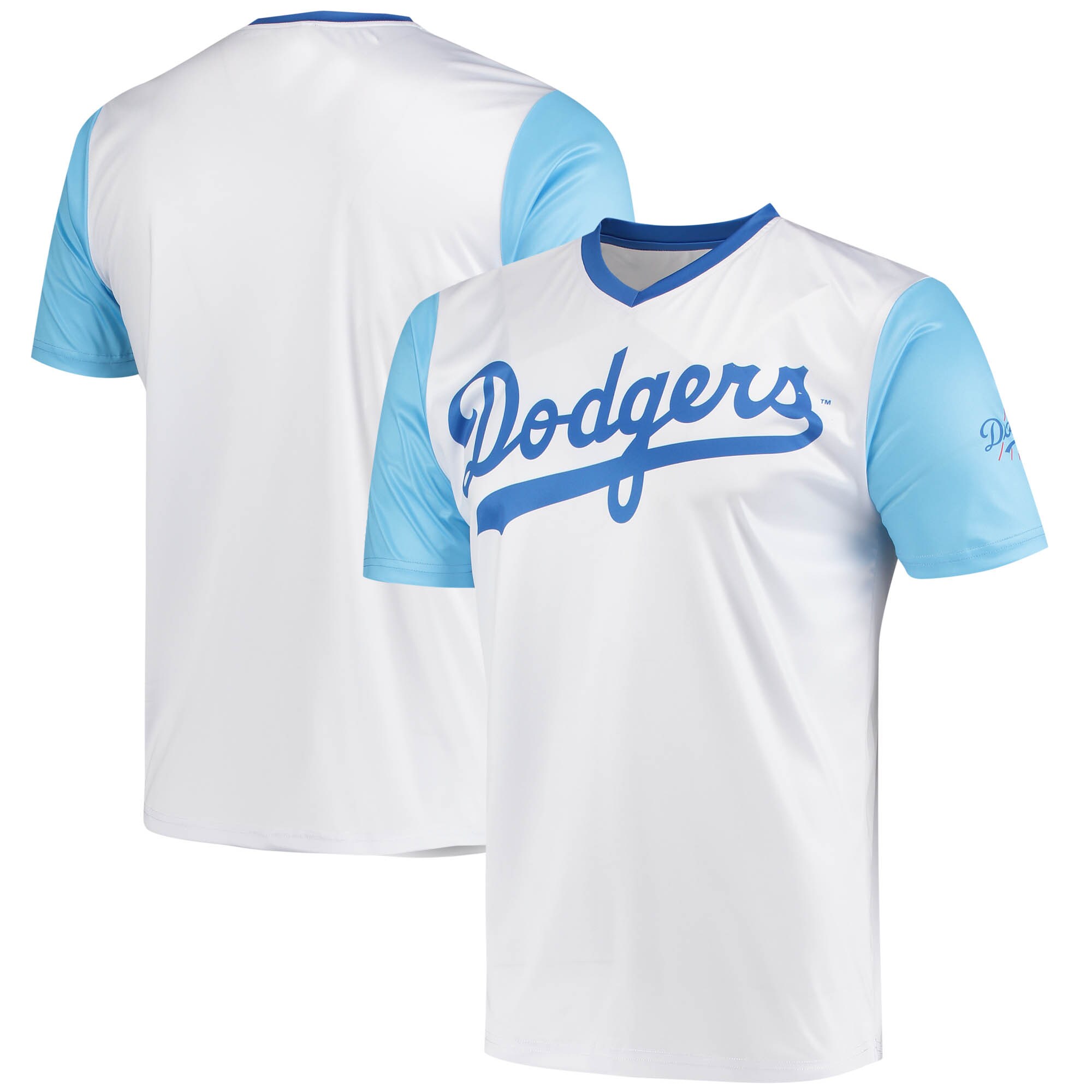 Alternative view of Los Angeles Dodgers Stitches Cooperstown Collection Wordmark V-neck Jersey – White