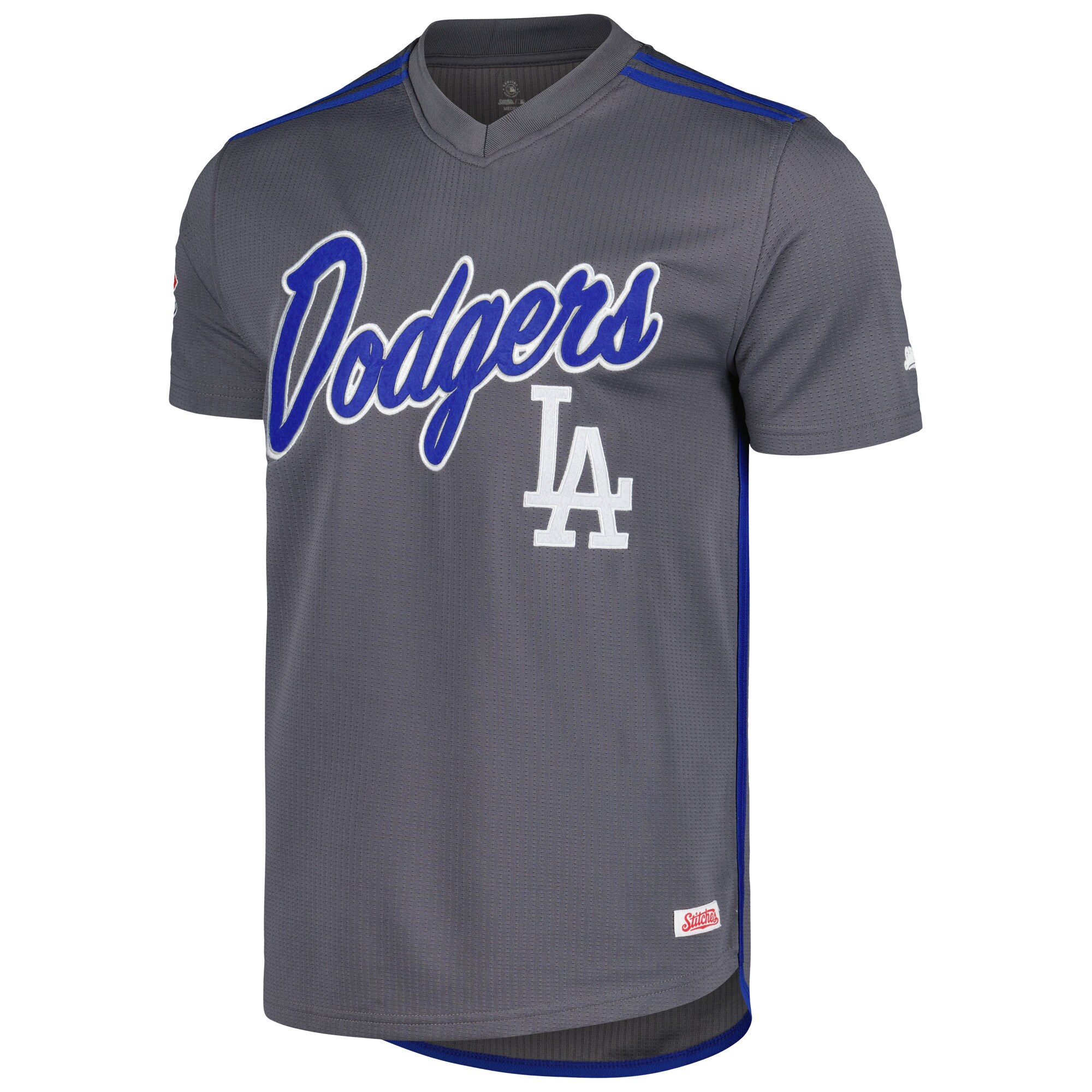 Alternative view of Los Angeles Dodgers Stitches Team V-neck Jersey - Charcoal