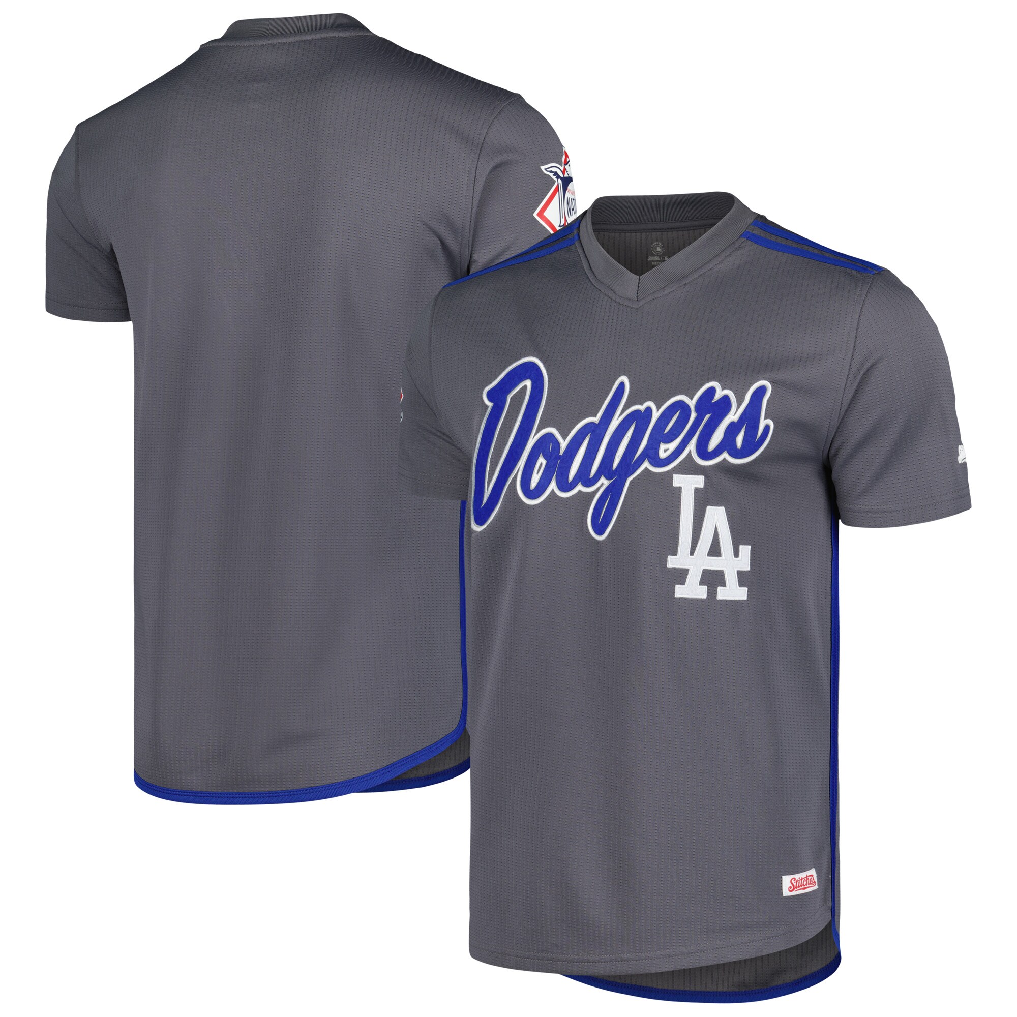 Los Angeles Dodgers Stitches Team V-neck Jersey - Charcoal