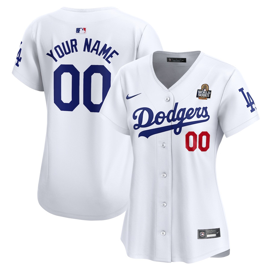 Los Angeles Dodgers Women's 2024 World Series Home Custom Limited Jersey - White 