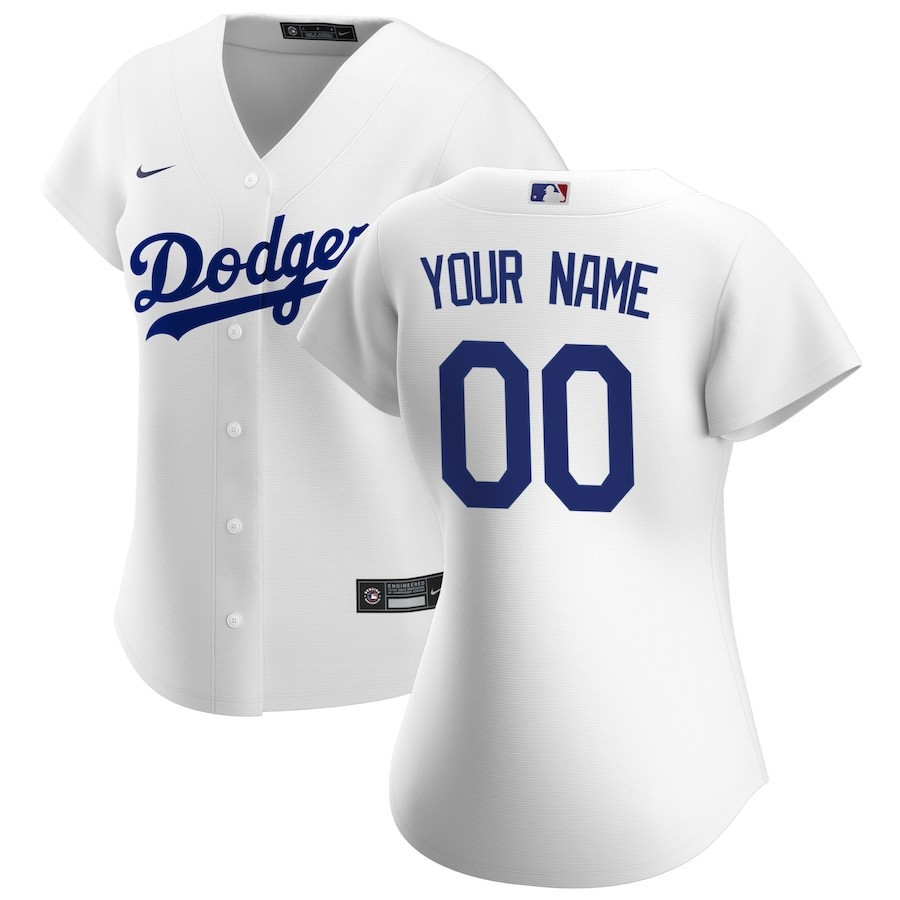 Los Angeles Dodgers Women's Home Custom Jersey - White 