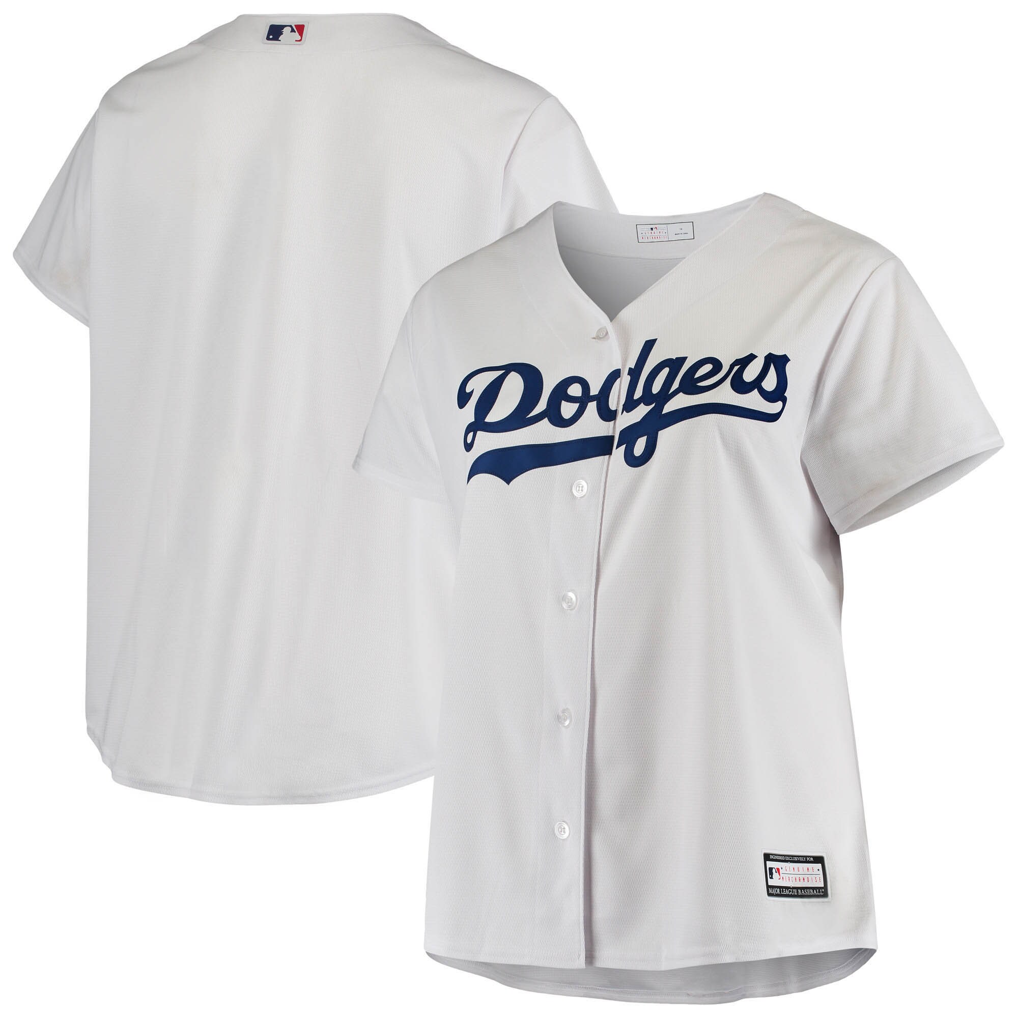 Alternative view of Los Angeles Dodgers Women’s Plus Size Sanitized Replica Team Jersey – White