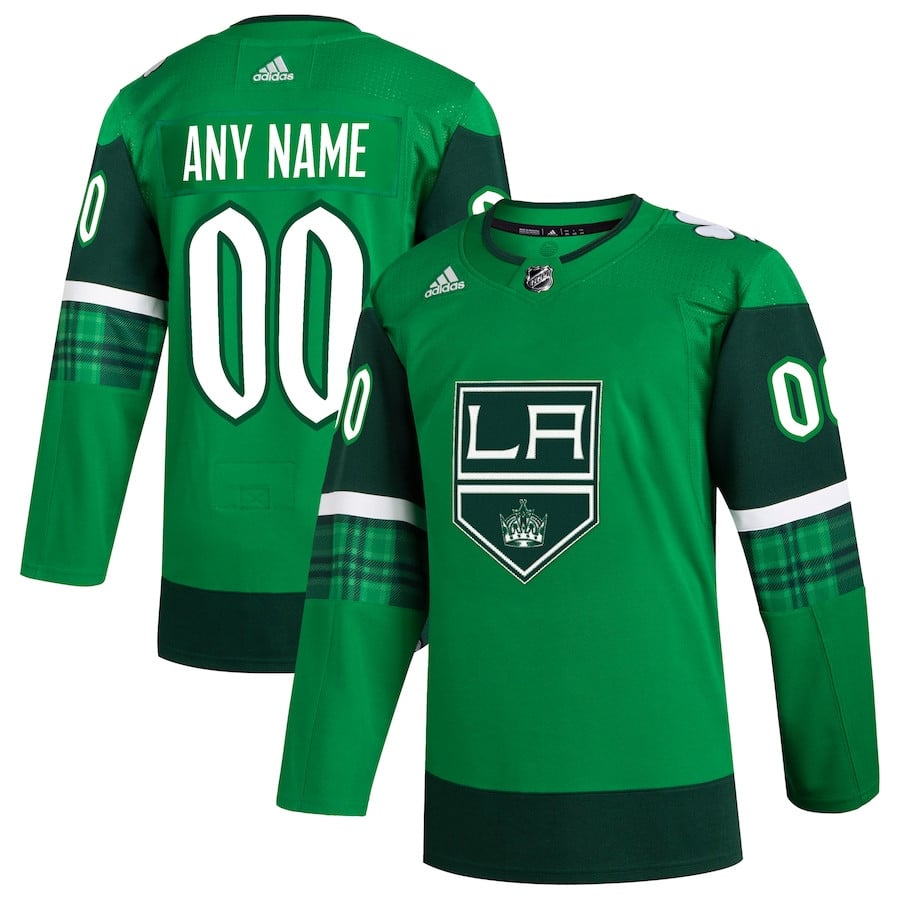 Los Angeles Kings St. Patrick's Day Custom Men Jersey - Kelly Green - JS917 