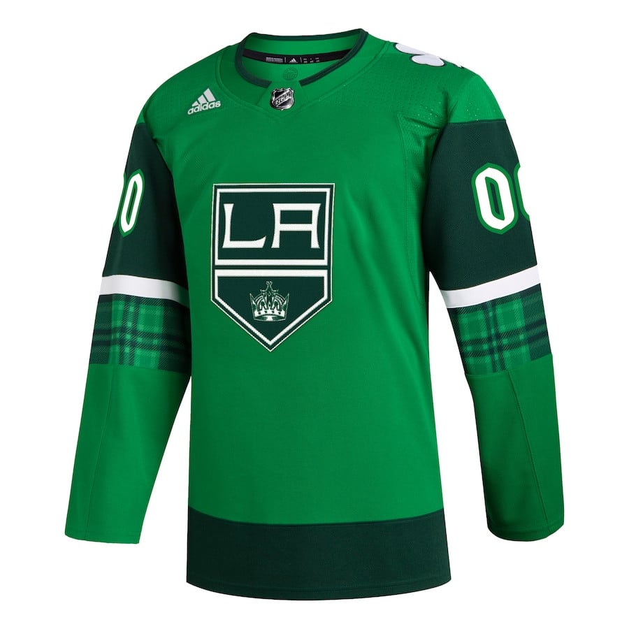 Alternative view of Los Angeles Kings St. Patrick's Day Custom Men Jersey - Kelly Green - JS917 