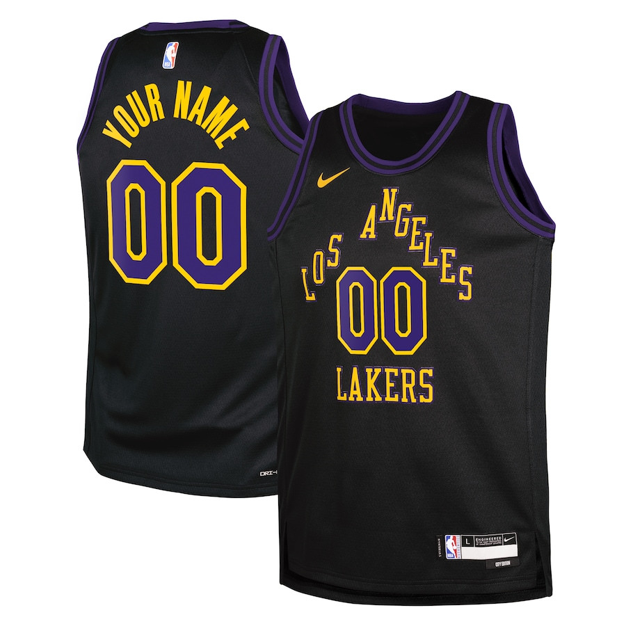 Los Angeles Lakers 2023/24 City Edition Swingman Custom YOUTH Jersey - Black - JS534 