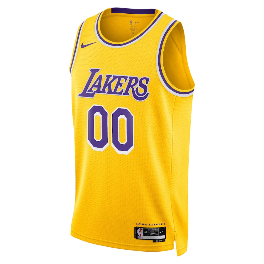 Alternative view of Los Angeles Lakers 2023/24 Icon Swingman Custom Men Jersey - Gold - JS472 