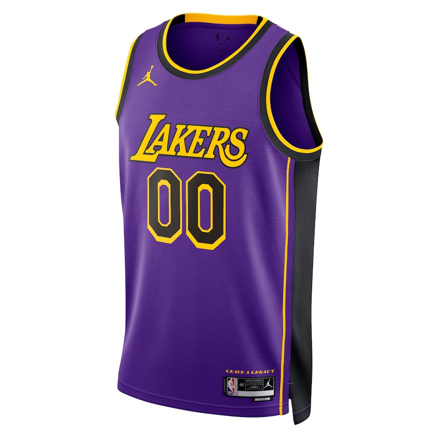 Alternative view of Los Angeles Lakers 2023/24 Statement Swingman Custom Men Jersey - Purple - JS201 