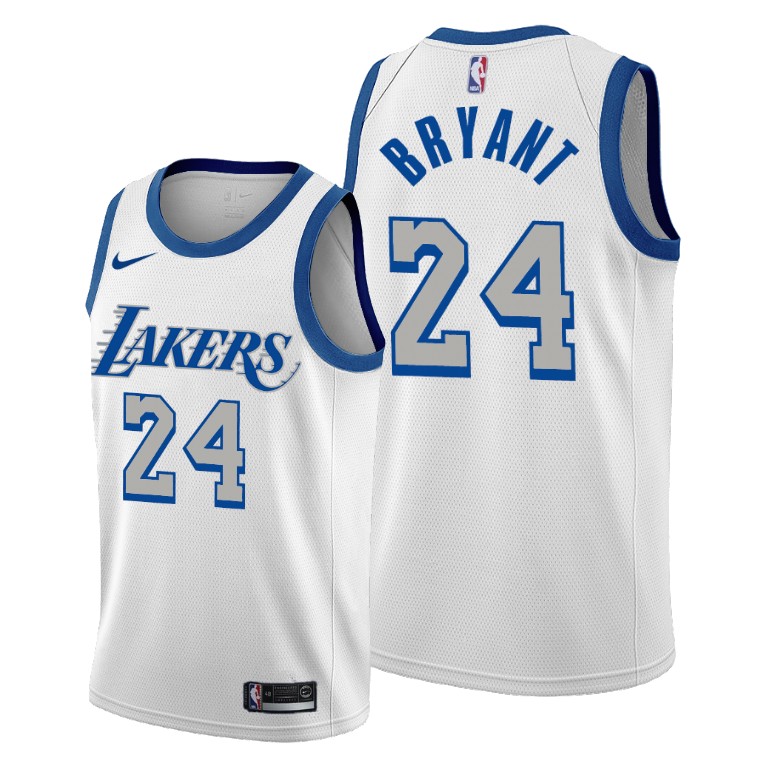 Los Angeles Lakers #24 Kobe Bryant White 2020-21 City Edition Jersey New Blue Silver Logo