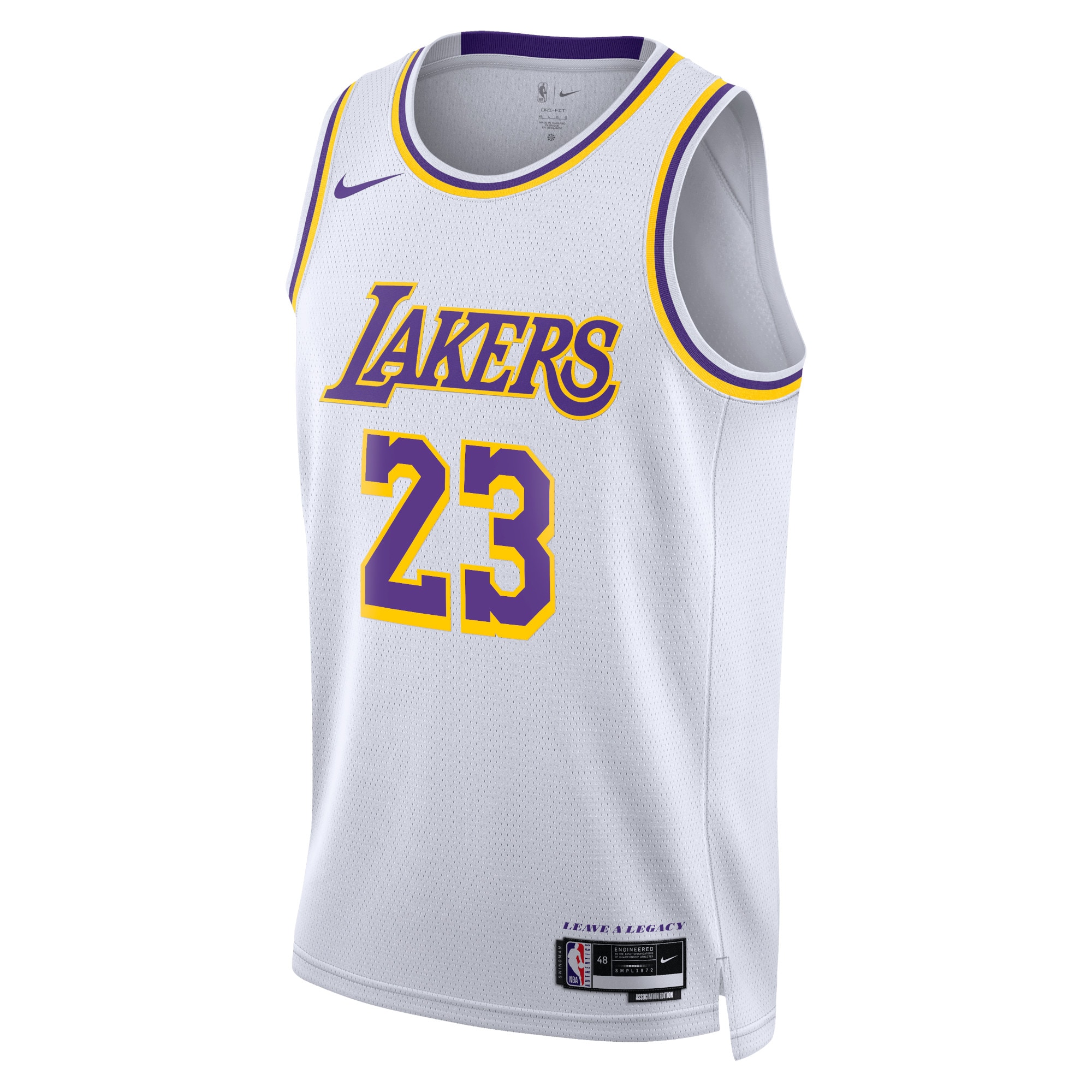Alternative view of Los Angeles Lakers Association Edition Swingman Jersey - White - Lebron James - Unisex - JS780 