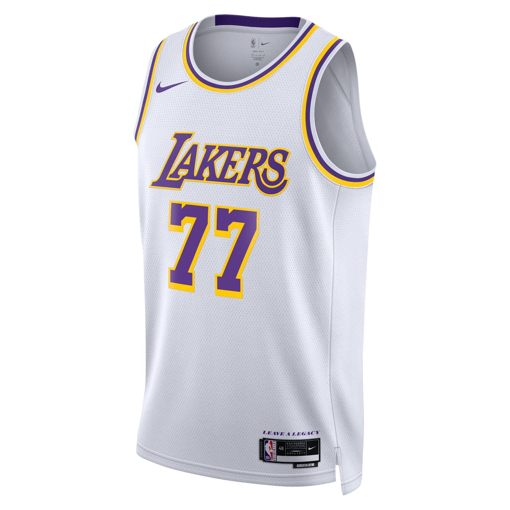 Alternative view of Los Angeles Lakers Association Edition Swingman Jersey - White - Luka Dončić - Unisex - JS302 