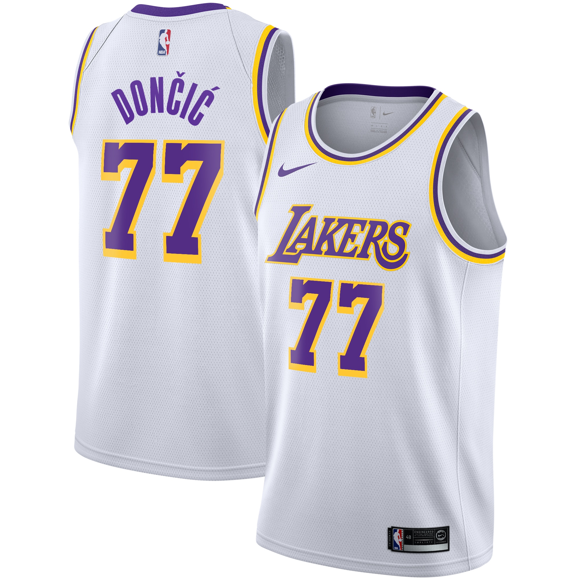 Los Angeles Lakers Association Edition Swingman Jersey - White - Luka Dončić - Youth - JS740 
