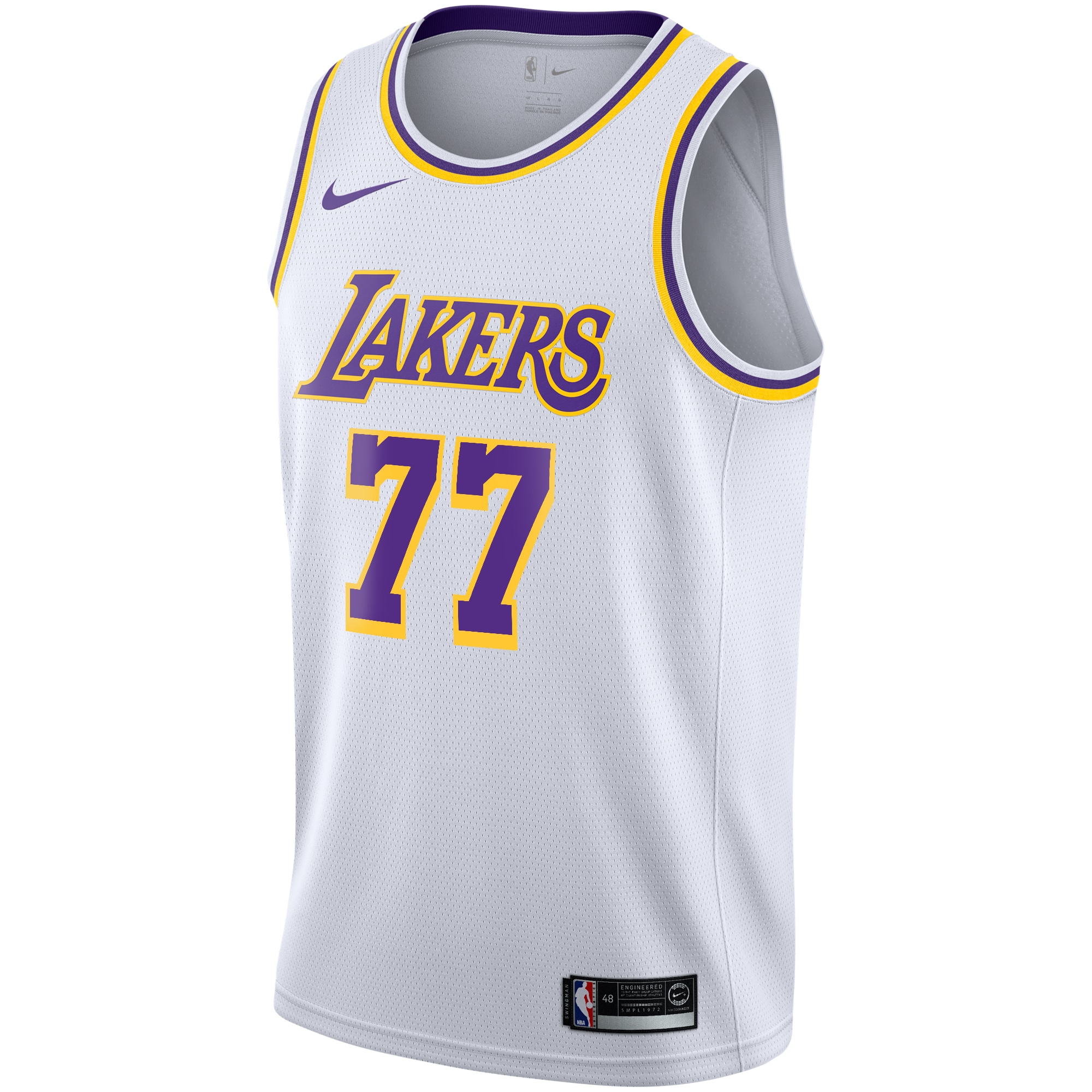 Alternative view of Los Angeles Lakers Association Edition Swingman Jersey - White - Luka Dončić - Youth - JS740 