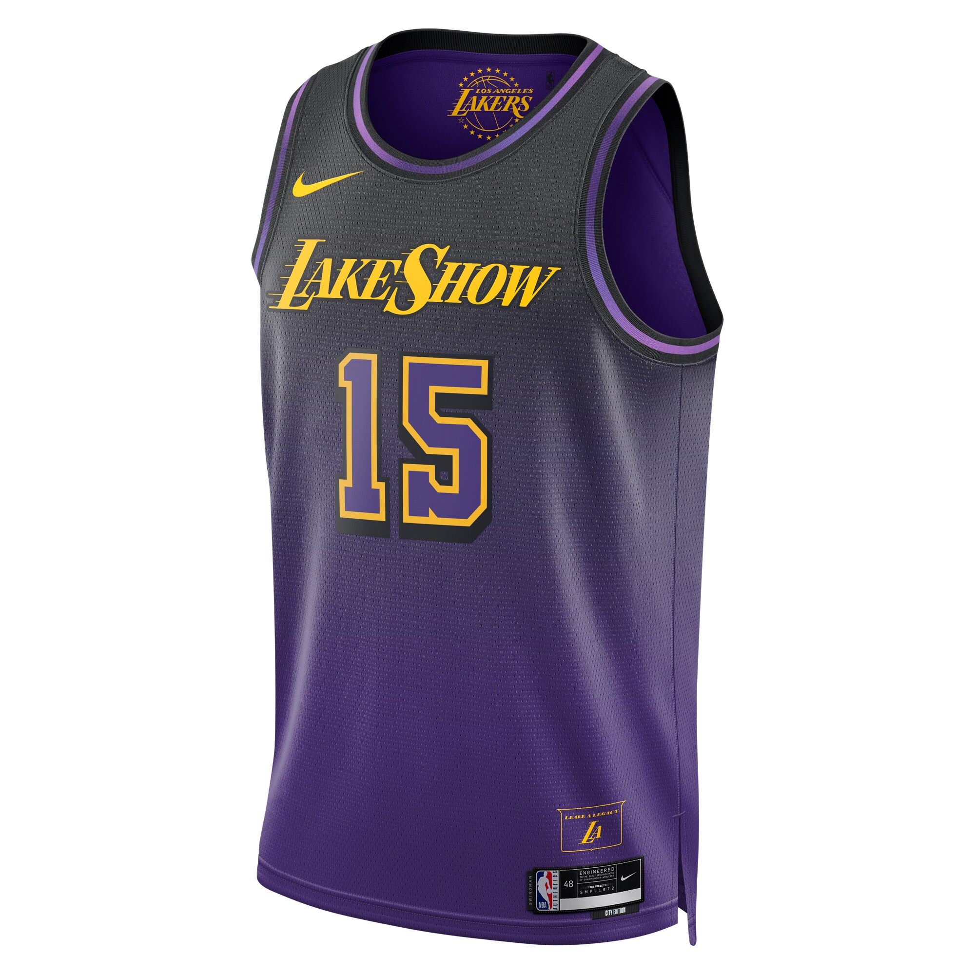 Alternative view of Los Angeles Lakers City Edition Swingman Jersey 2024 - Purple - Austin Reaves - Unisex - JS279 