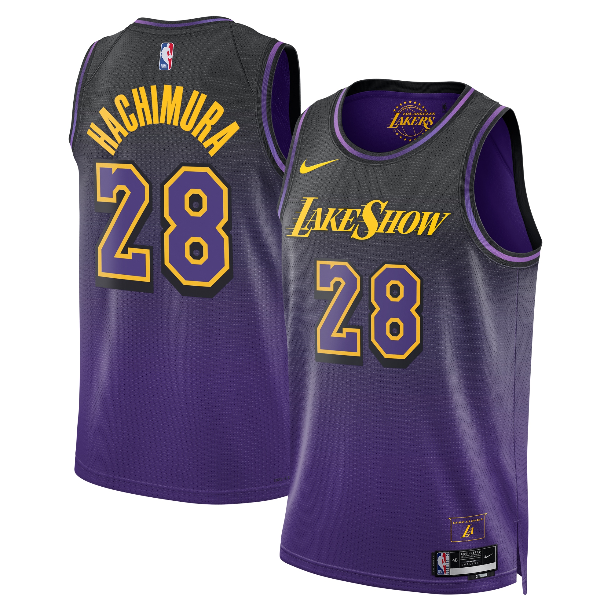 Los Angeles Lakers City Edition Swingman Jersey 2024 - Purple - Rui Hachimura - Unisex - JS135 