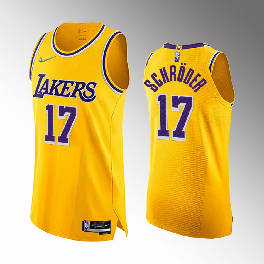 Los Angeles Lakers Dennis Schroder 17 Gold 75th Diamond Badge Jersey Icon Edition - JS842 