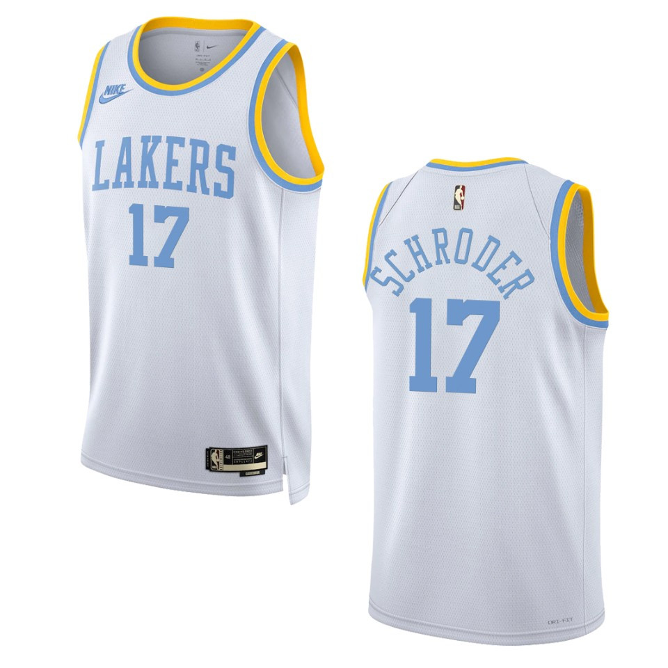 Los Angeles Lakers Dennis Schroder White 75 Anniversary 2022-23 Classic Edition Jersey
