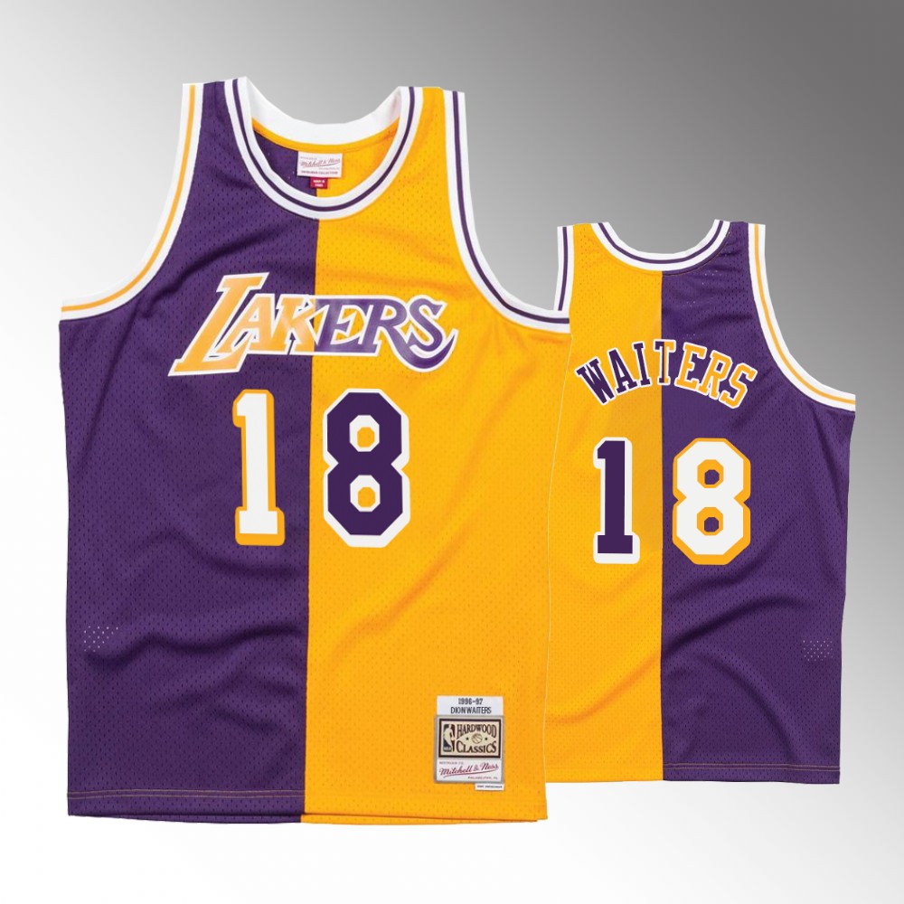 Los Angeles Lakers Dion Waiters Purple Gold Split Jersey