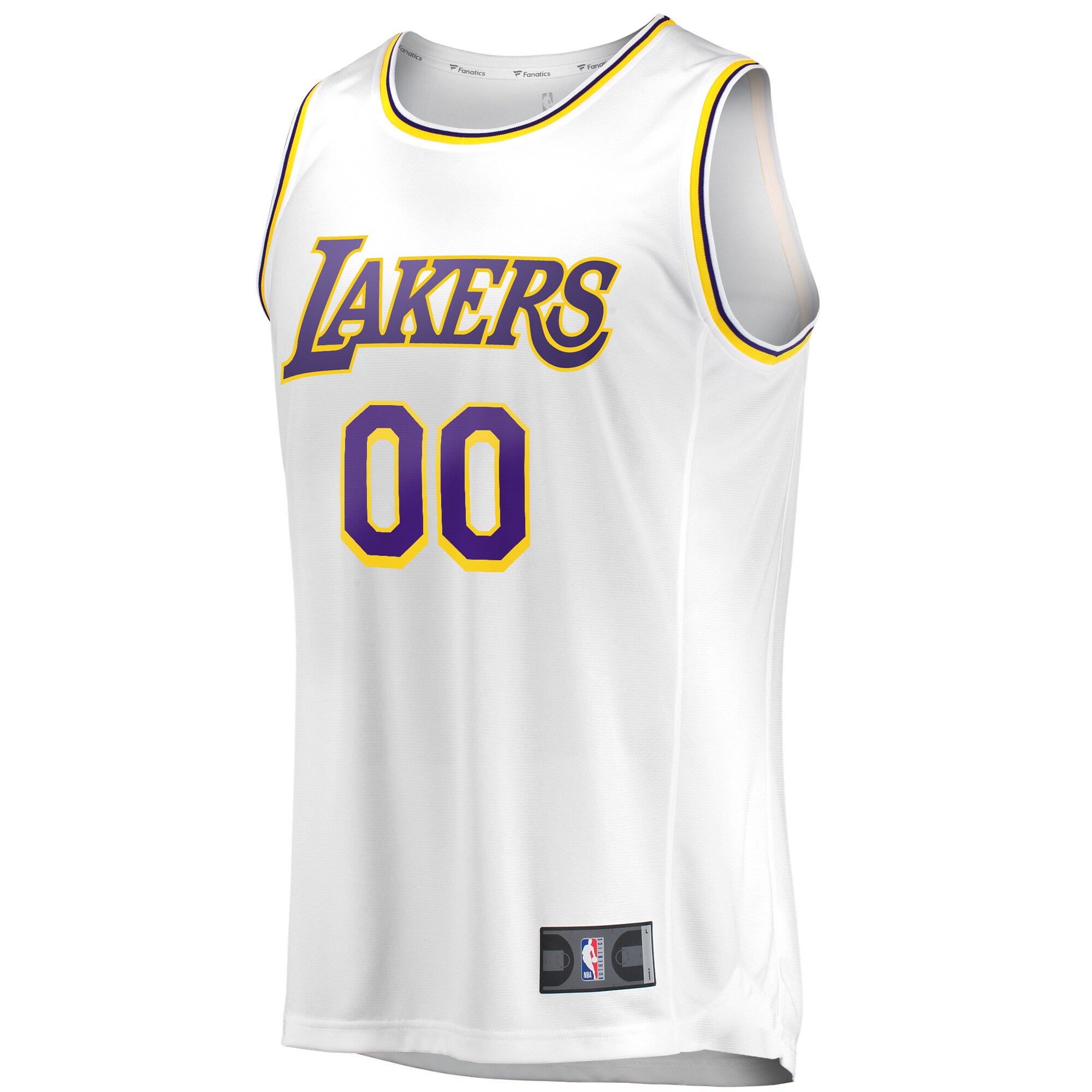 Alternative view of Los Angeles Lakers Fanatics Fast Break Custom Replica Jersey - Association Edition - White