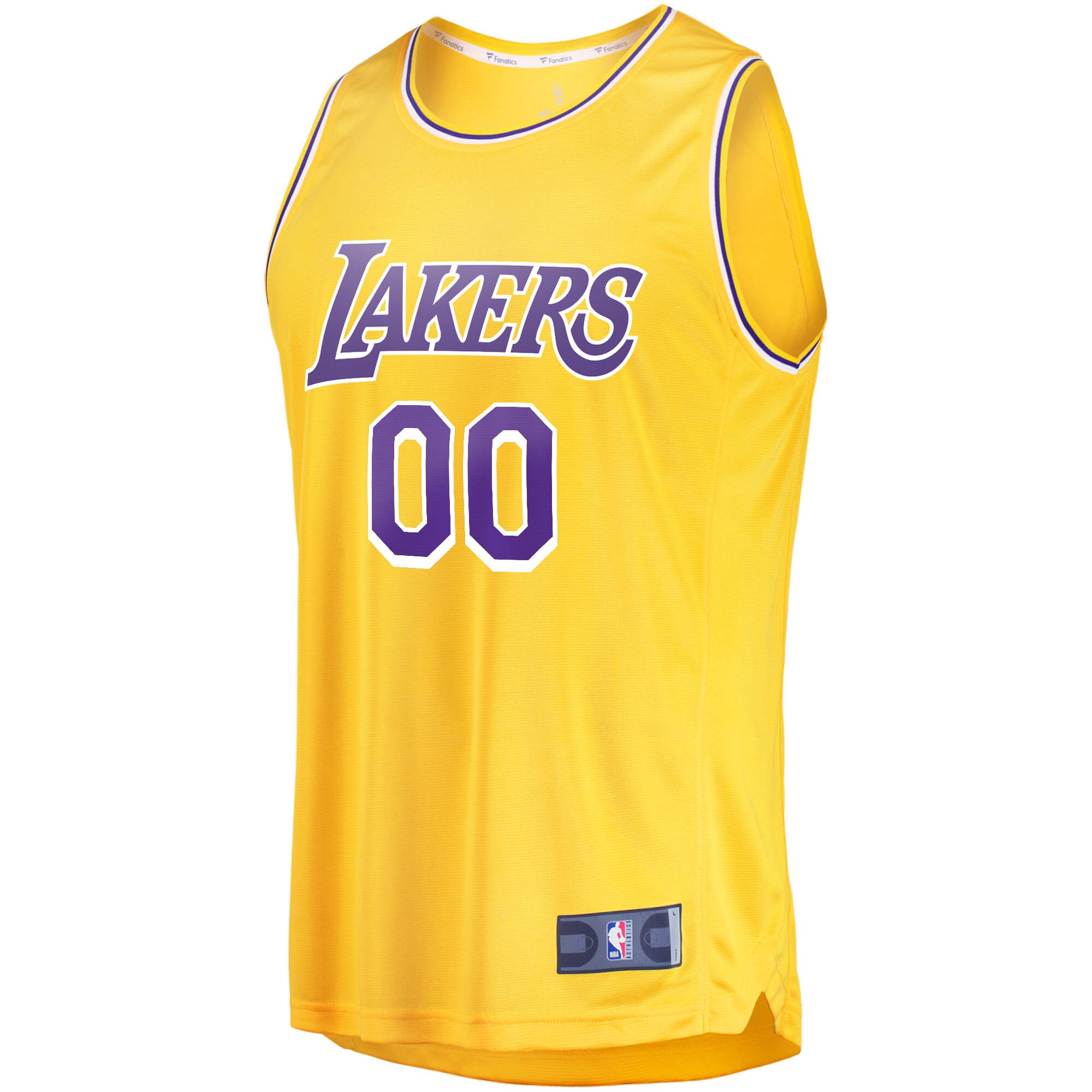Alternative view of Los Angeles Lakers Fanatics Youth Fast Break Custom Replica Jersey Gold - Icon Edition