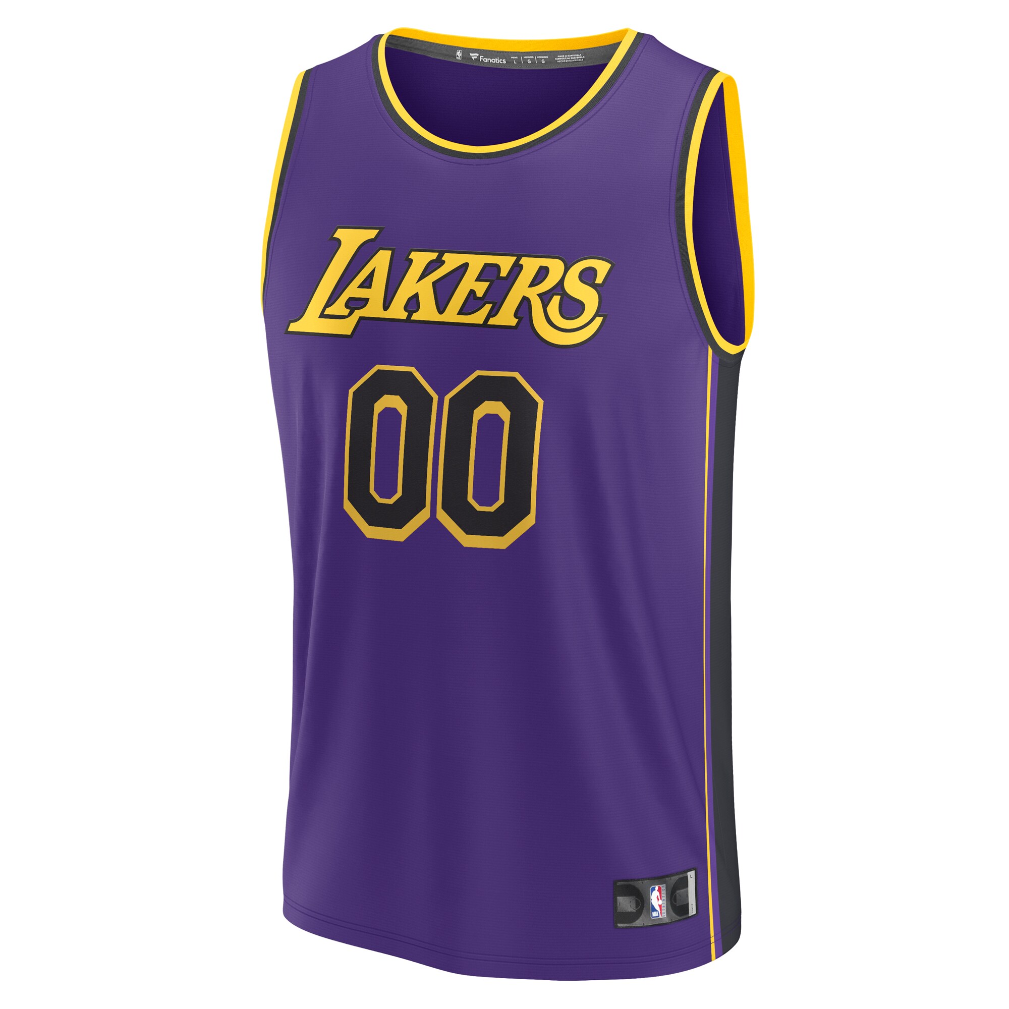 Alternative view of Los Angeles Lakers Fanatics Youth Fast Break Replica Custom Jersey - Statement Edition - Purple