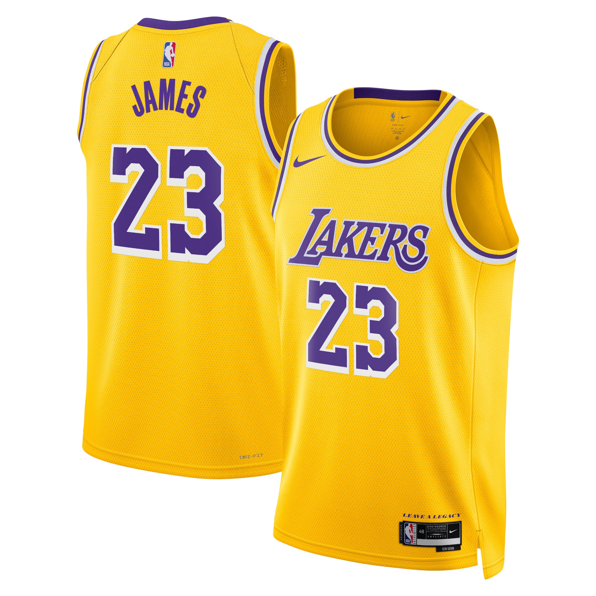 Los Angeles Lakers Icon Edition Swingman Jersey - Gold - Lebron James - Unisex - JS617 