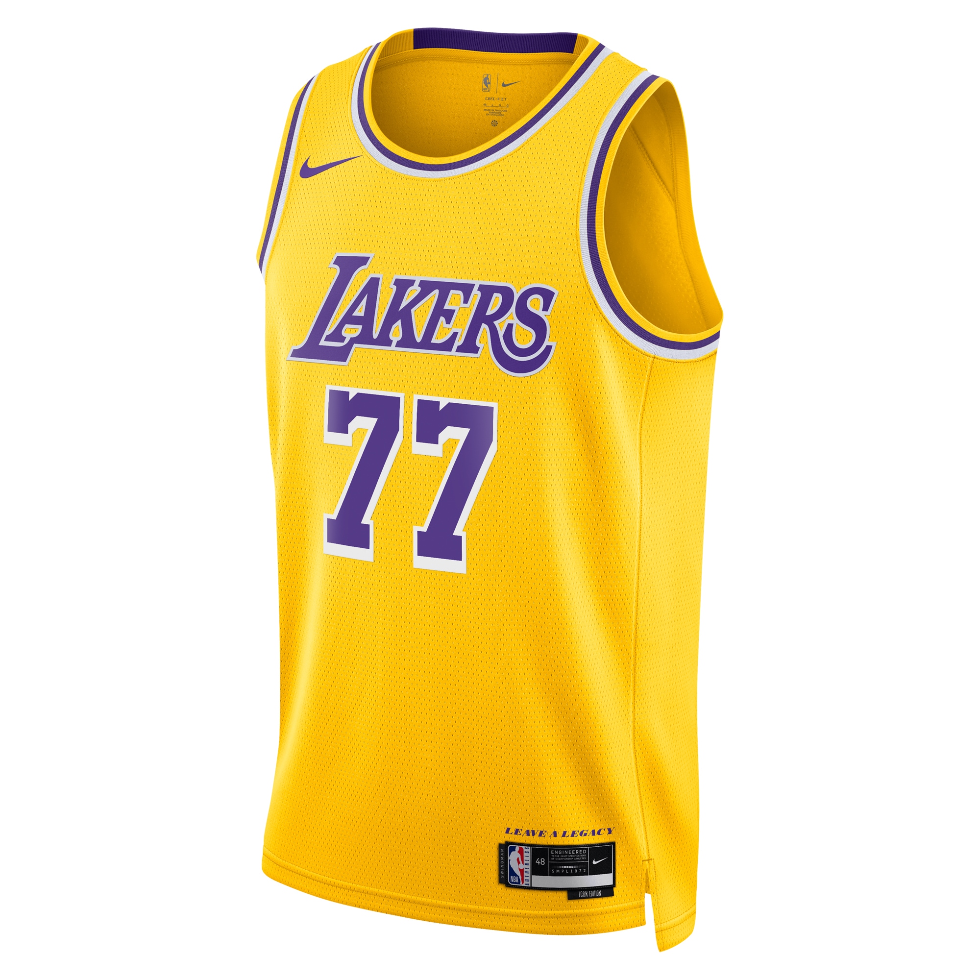 Alternative view of Los Angeles Lakers Icon Edition Swingman Jersey - Gold - Luka Dončić - Unisex - JS746 