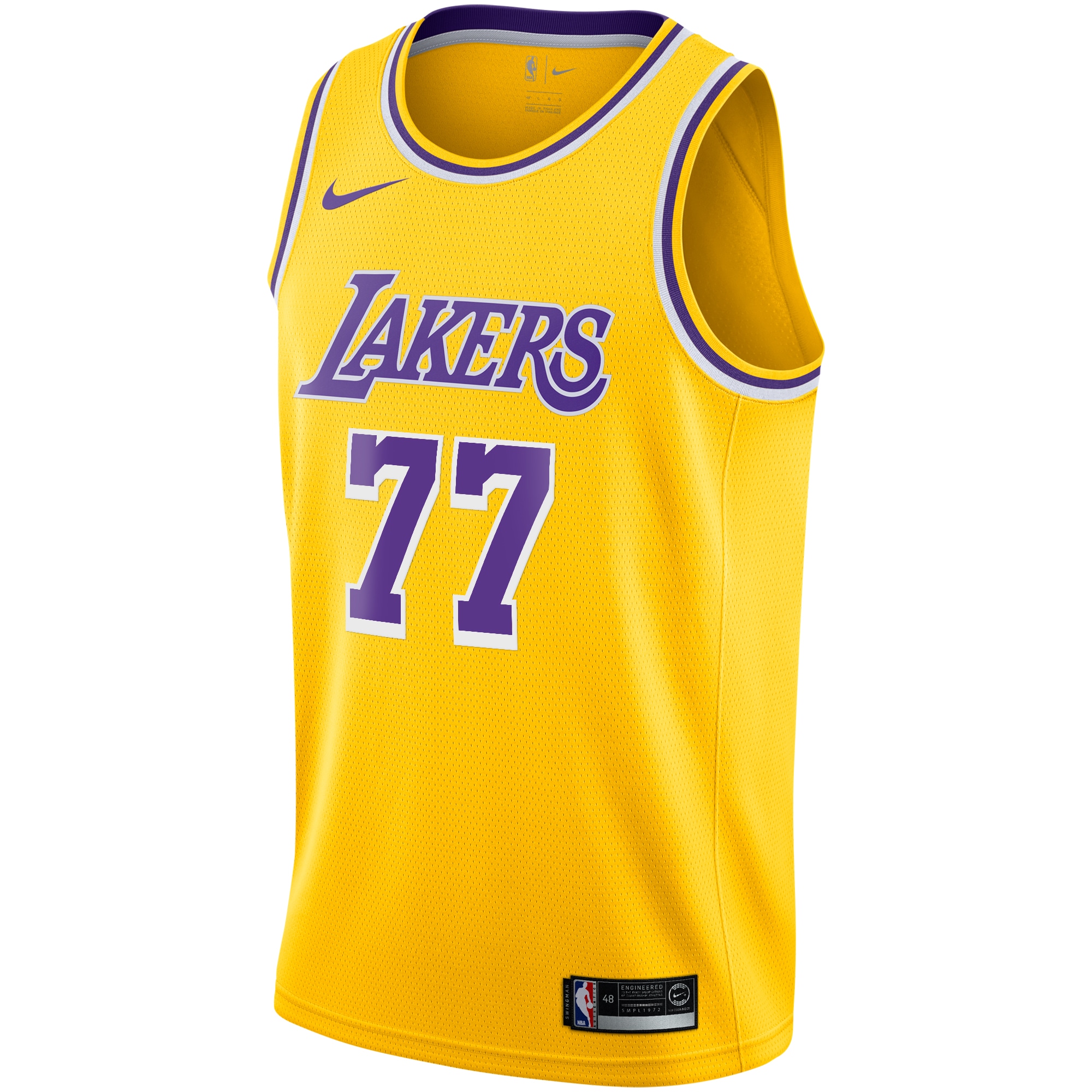 Alternative view of Los Angeles Lakers Icon Edition Swingman Jersey - Gold - Luka Dončić - Youth - JS479 