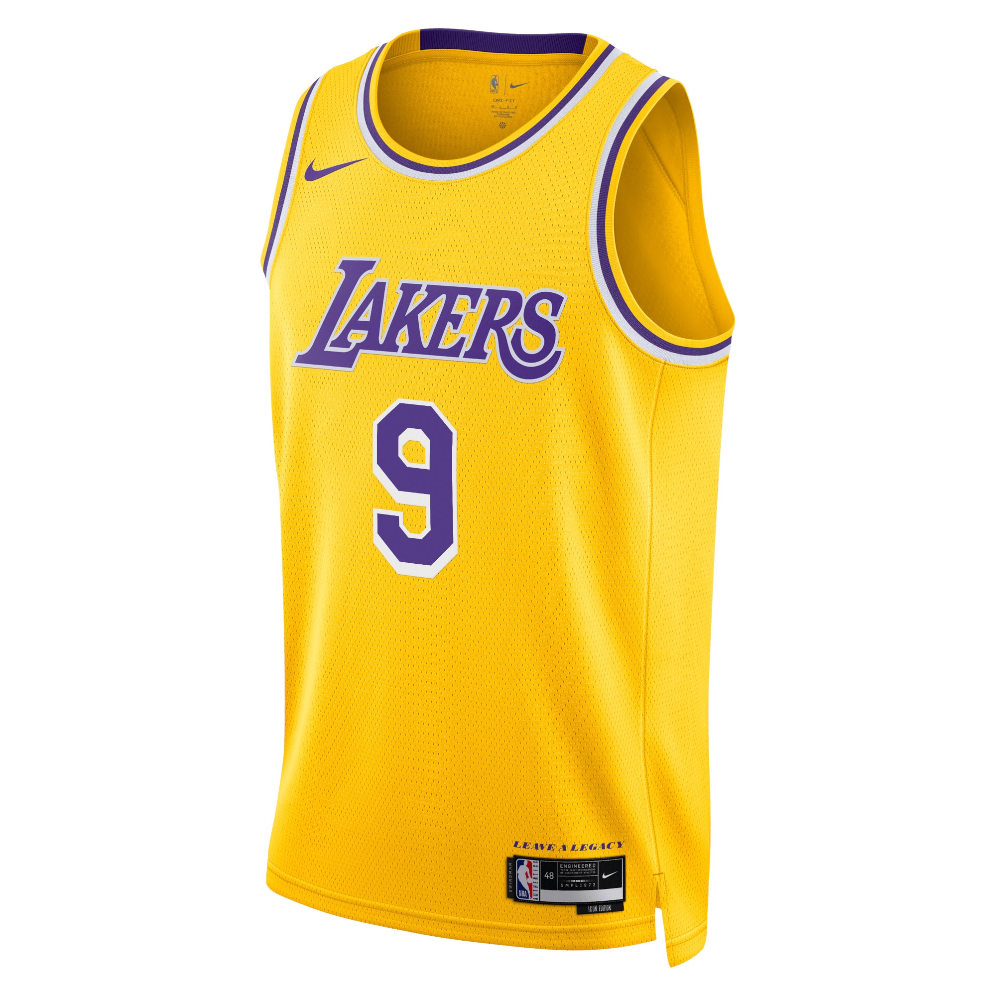 Alternative view of Los Angeles Lakers Icon Swingman Jersey - Gold - Bronny James - Unisex - JS410 