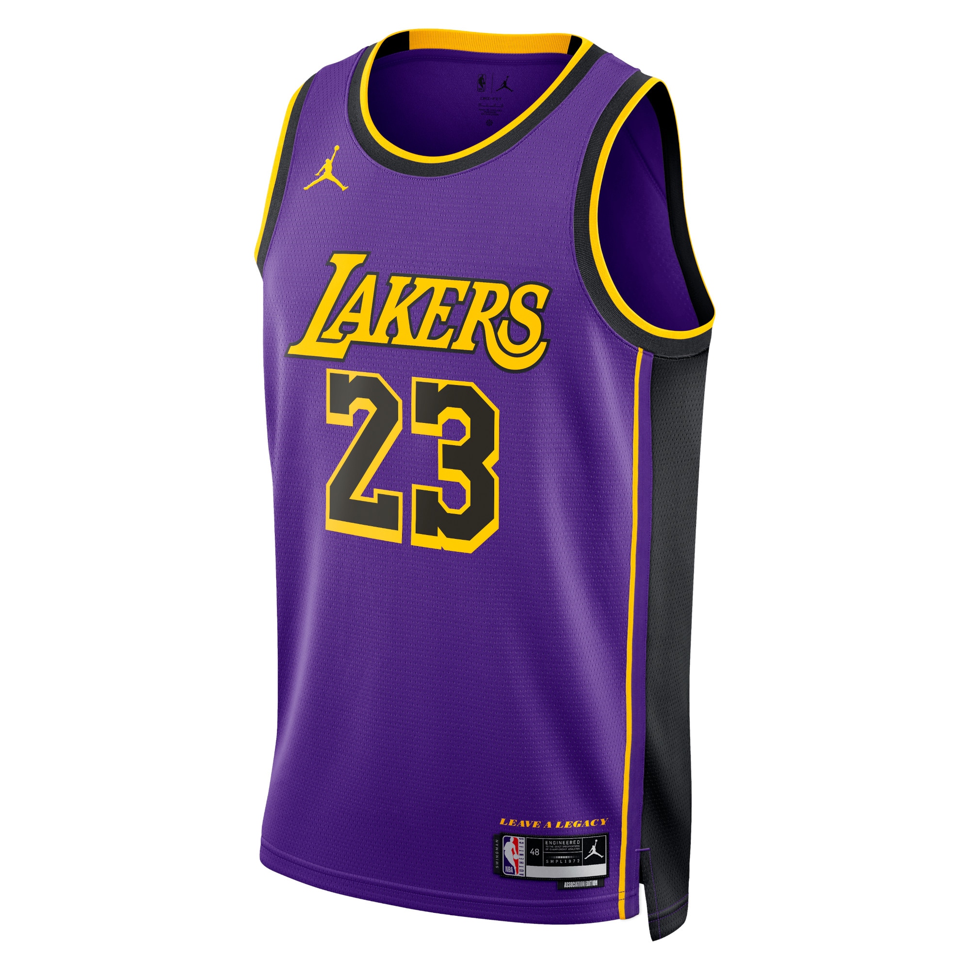 Alternative view of Los Angeles Lakers Jordan Statement Edition Swingman Jersey - Purple - Lebron James - Unisex - JS553 