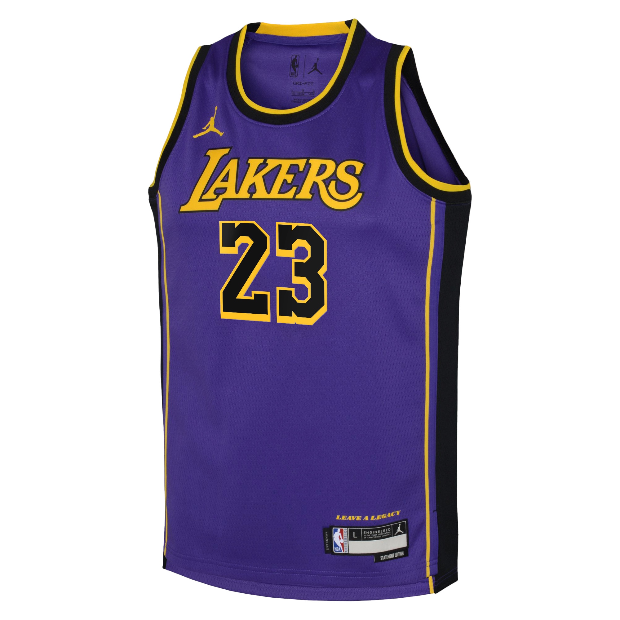 Alternative view of Los Angeles Lakers Jordan Statement Edition Swingman Jersey 22 - Purple - Lebron James - Youth - JS851 