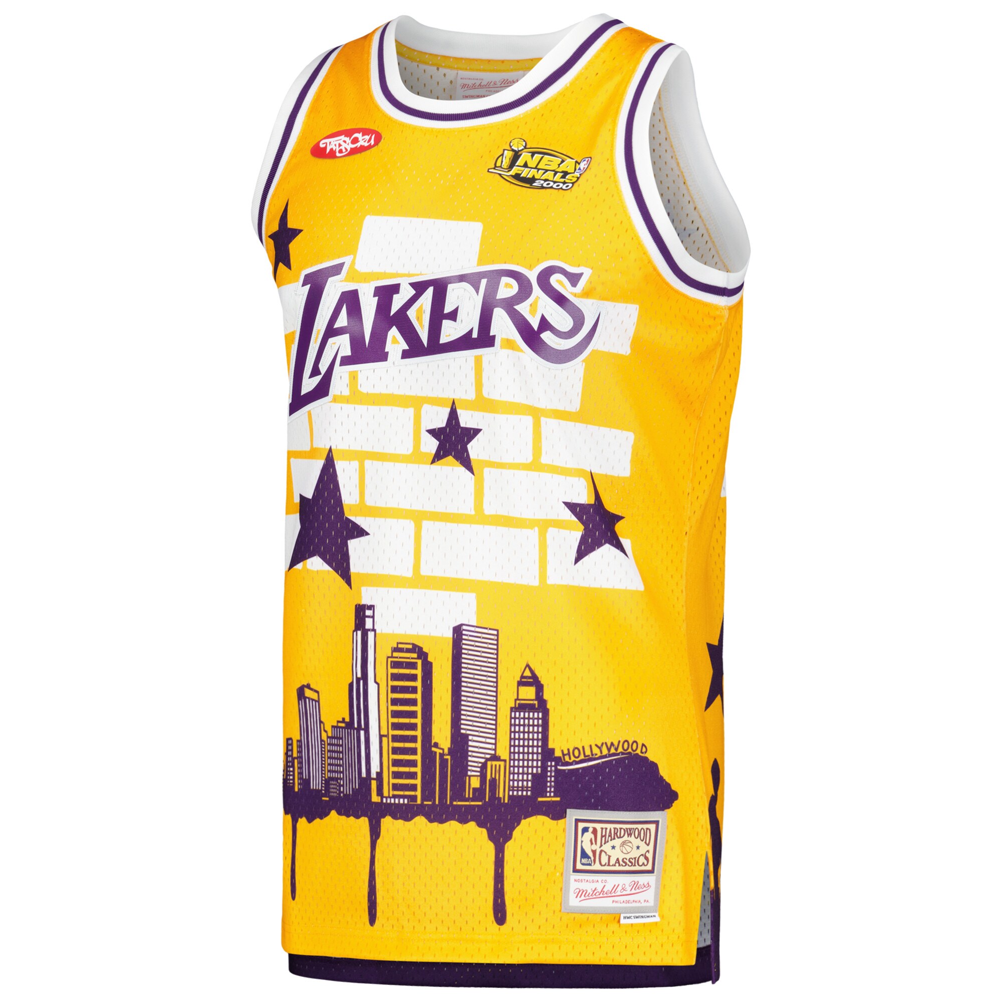 Alternative view of Los Angeles Lakers Mitchell & Ness X Tats Cru Hardwood Classics Fashion Jersey - Gold